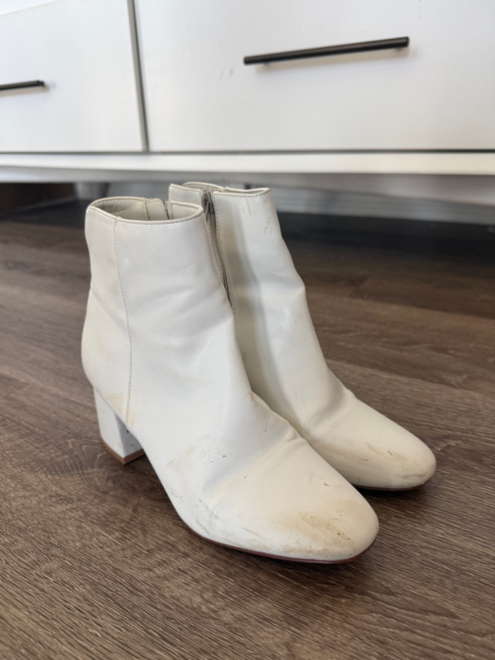 Chinese Laundry White Ankle Booties with Block Heel